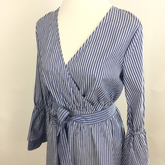 A New Day Chambray Faux Wrap Stripe Dress - Picture 5 of 8